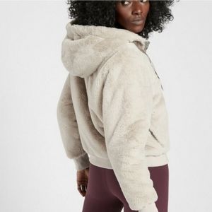 ATHLETA Ritual Tan Faux Fur Hoodie Jacket Size L